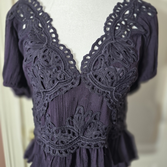 Free People Tops - Free People "Sweet Roses" Lace Crochet Pullover Blouse.